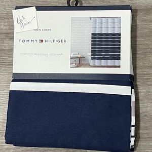 COPY - Tommy Hilfiger Tobin Stripe Fabric Shower Curtain White / Navy 72x72” New